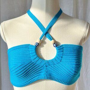 🧿 NWOT Le Peachy Positano Evil Eye Halter Top 🧿